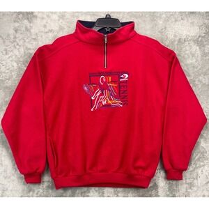 VTG United‎ States Tennis Assn. Men's Fleece Pullover Sweater Large Red 1/4 Zip